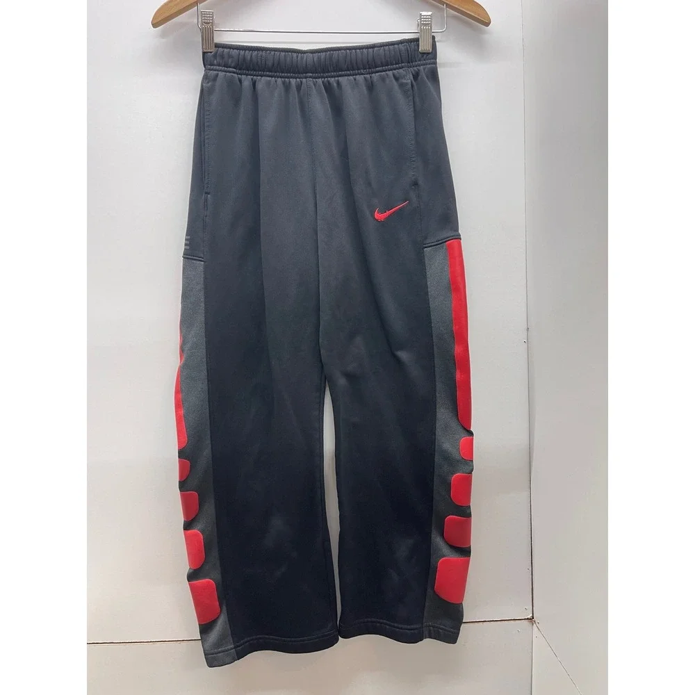 Nike Elite Therma-Fit Kids Black Red Athletic Basketball Sweatpants Large L